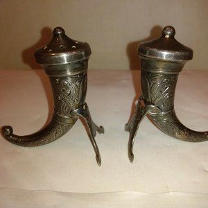 NORWAY STERLING SILVER VIKING HORN SALT & PEPPER